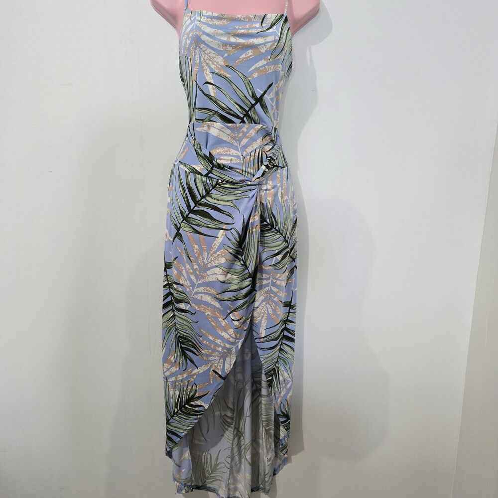 Haute Monde - Size L - Dress - Floral Print High Low Sundress - Blue Tropical